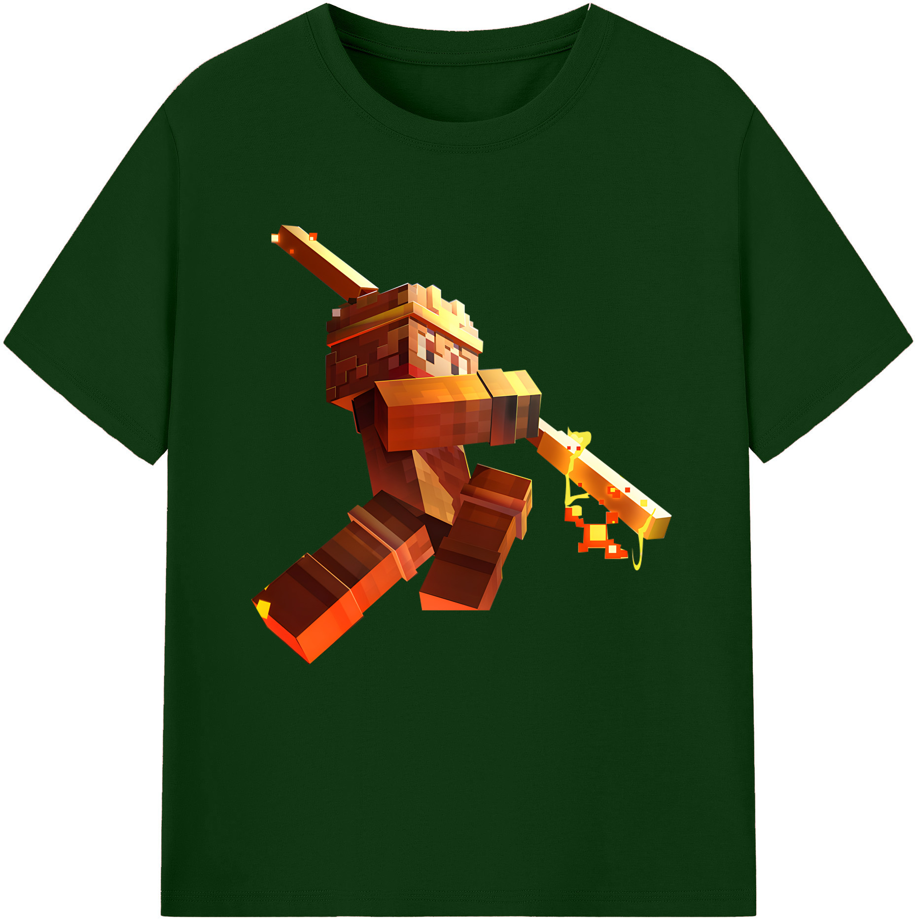 （画像用） マインクラフト ブロックの世界 Minecraft MC Block world 綿100％半袖Tシャツ（フロントプリント）